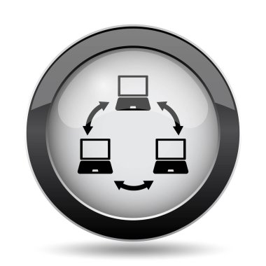 Bilgisayar ağ kutsal kişilerin resmi. Beyaz arka plan üzerinde Internet düğmesi