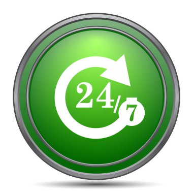 24/7 simgesi. Beyaz arka plan üzerinde Internet düğmesi