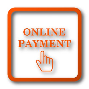 Online ödeme simgesi. Beyaz arka plan üzerinde Internet düğmesi