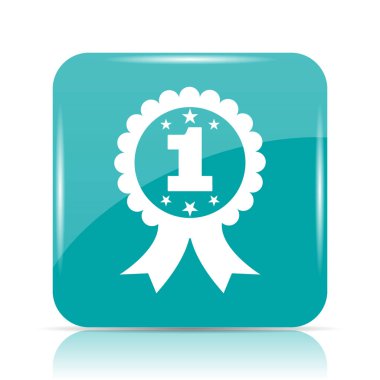 İlk ödül kurdele simgesi. Beyaz arka plan üzerinde Internet düğmesi