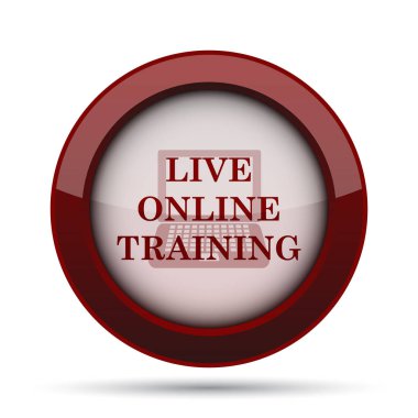 Canlı online eğitim simgesi. Beyaz arka plan üzerinde Internet düğmesi.