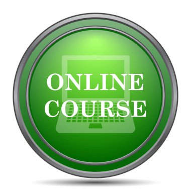 Online ders simgesi. Beyaz arka plan üzerinde Internet düğmesi