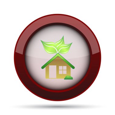 Eko ev simgesi. Beyaz arka plan üzerinde Internet düğmesi.