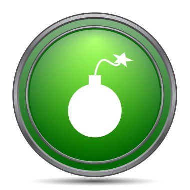 Bomba simgesi. Beyaz arka plan üzerinde Internet düğmesi