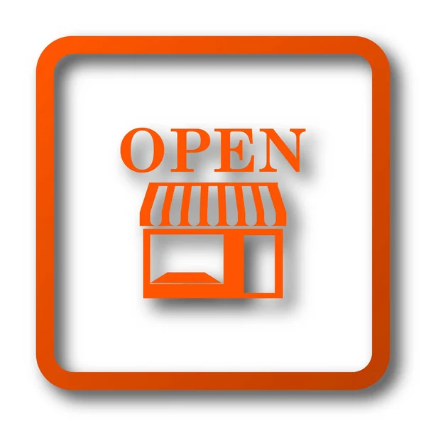 店舗オープン アイコン 白い背景の上のインター ネット ボタン — ストック写真