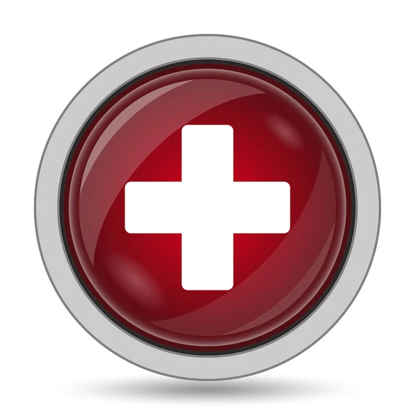 Icono Médico Cruzado Botón Internet Sobre Fondo Blanco — Foto de Stock