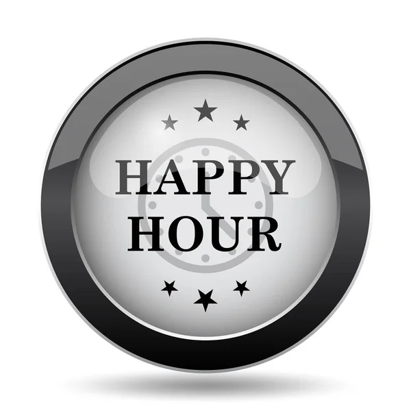 Ikona Happy Hour Przycisk Internet Białym Tle — Zdjęcie stockowe