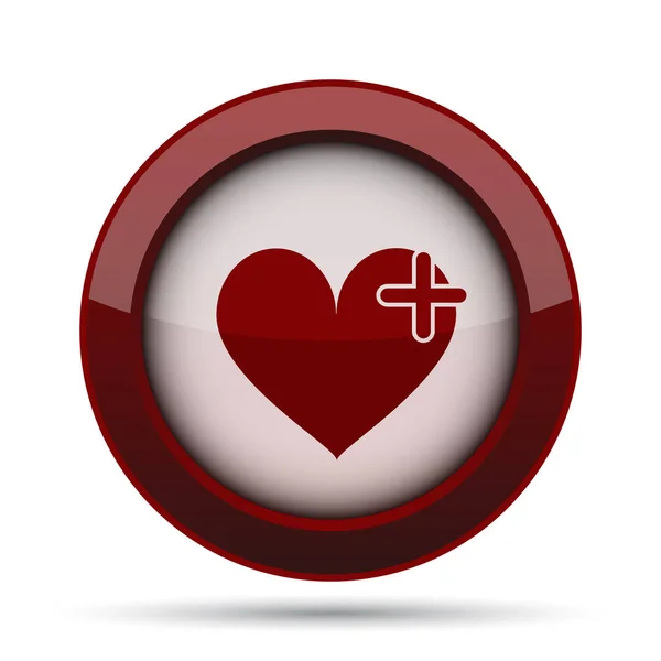 Corazón Con Icono Cruz Botón Internet Sobre Fondo Blanco — Foto de Stock
