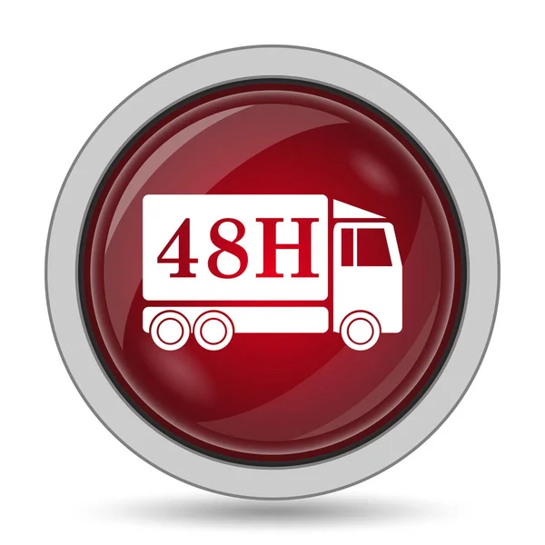48H Dodací Truck Ikona Internet Tlačítko Bílém Pozadí — Stock fotografie