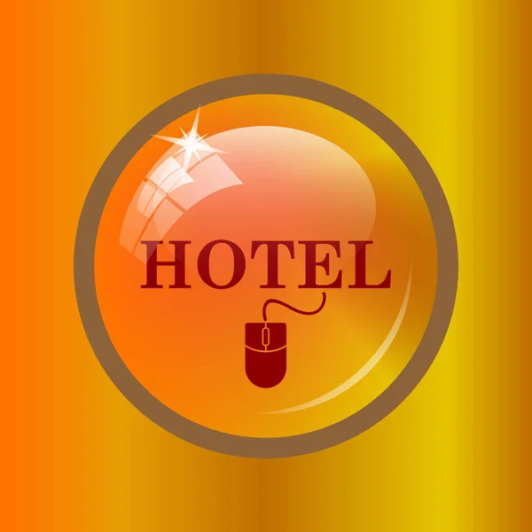 Ikon Hotel Tombol Internet Pada Latar Belakang Berwarna — Stok Foto