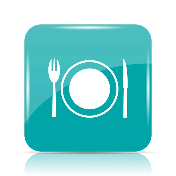 レストランのアイコン 白い背景の上のインター ネット ボタン — ストック写真