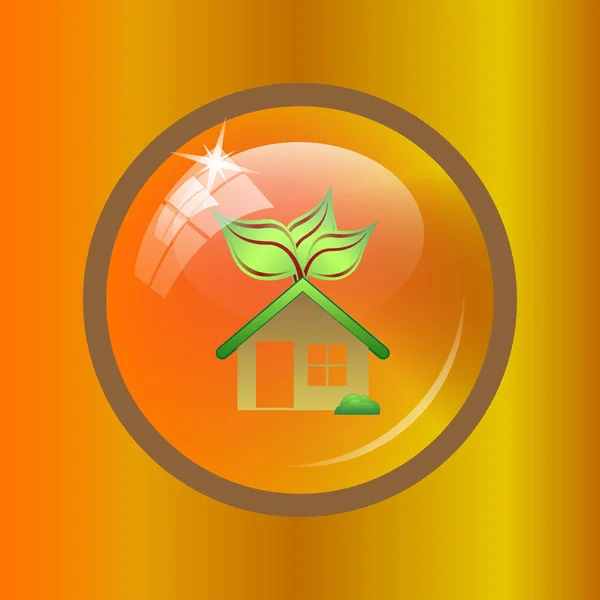 生态住宅图标 彩色背景上的互联网按钮 — 图库照片