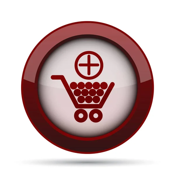 Lägga Till Shopping Cart Ikonen Internet Knappen Vit Bakgrund — Stockfoto