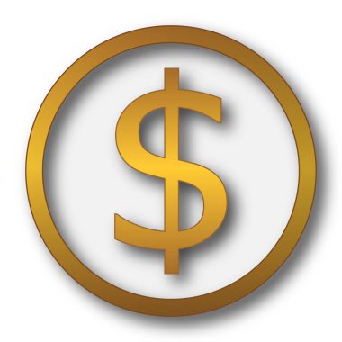 Dolar simgesi. Beyaz arka plan üzerinde Internet düğmesi