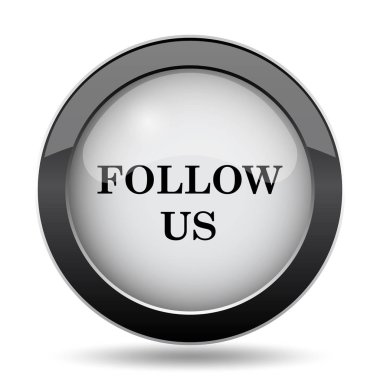 Bizi simgesi izleyin. Beyaz arka plan üzerinde Internet düğmesi