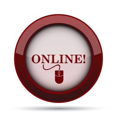 Fare simgesi ile online. Beyaz arka plan üzerinde Internet düğmesi.