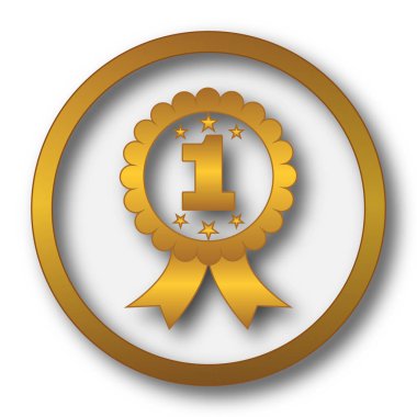 İlk ödül kurdele simgesi. Beyaz arka plan üzerinde Internet düğmesi