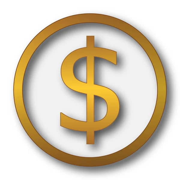 Ícone Dólar Botão Internet Fundo Branco — Fotografia de Stock
