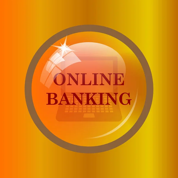 Icona Del Banking Online Pulsante Internet Sfondo Colorato — Foto Stock