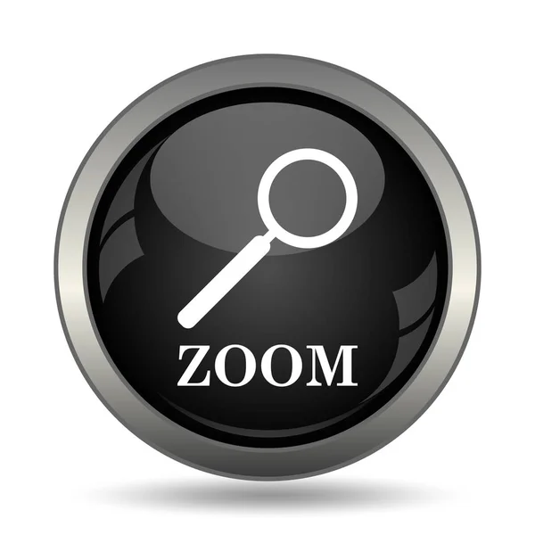 Zoom Com Ícone Lupa Botão Internet Fundo Branco — Fotografia de Stock