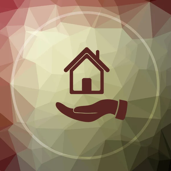 Hand holding house pictogram — Stockfoto