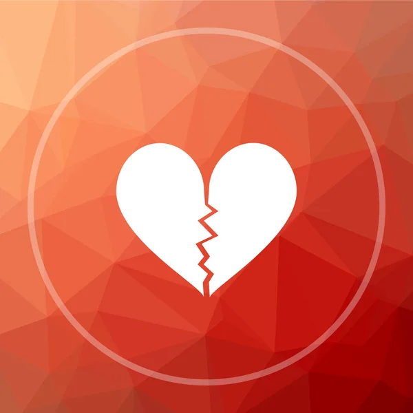 Broken Heart Icon Broken Heart Website Button Red Low Poly — Stock Photo, Image