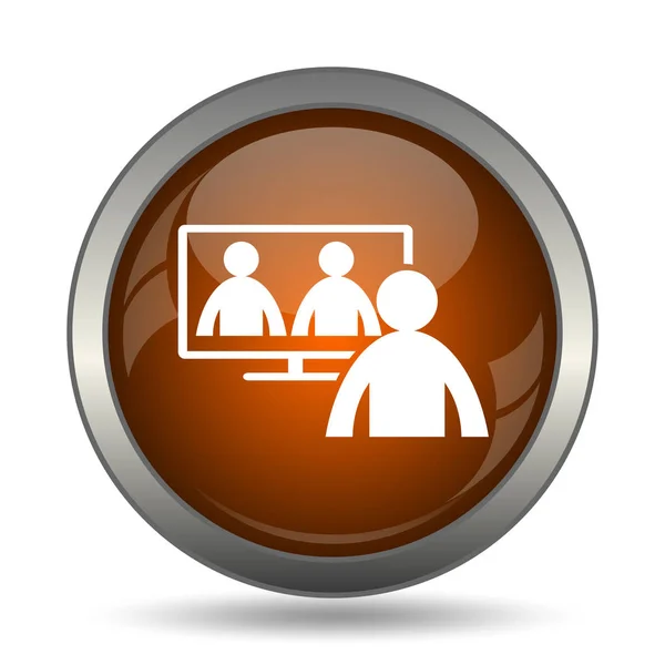 Video conference, online meeting icon. Internet button on white background.