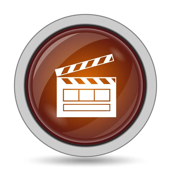 Beyaz Arka Plan Üzerinde Film Simgesi Turuncu Web Sitesi Düğmesini — Stok fotoğraf