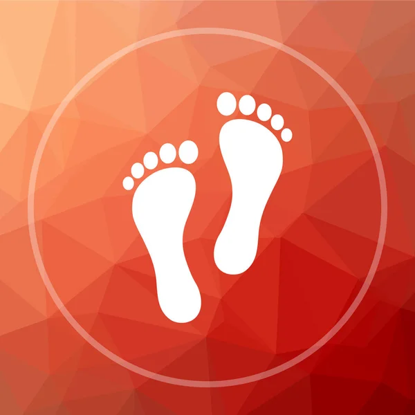 Значок Отпечатка Ноги Кнопка Веб Сайта Печати Ног Красном Низком — стоковое фото