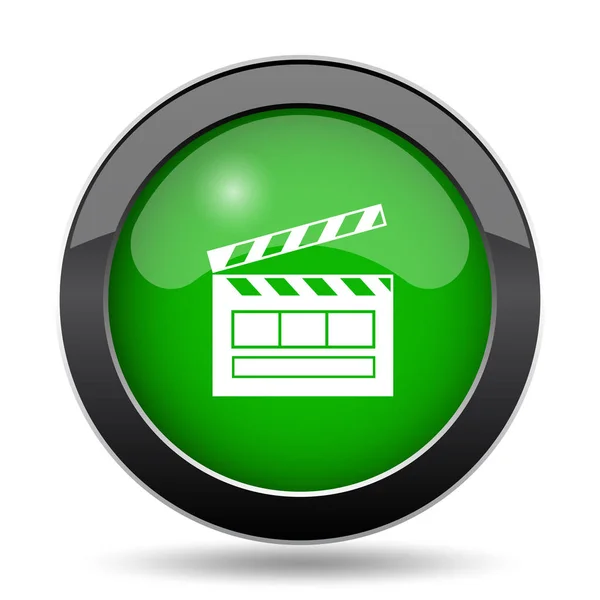 Ταινία Ιστοσελίδα Εικονίδιο Πράσινο Κουμπί Λευκό Φόντο — Φωτογραφία Αρχείου