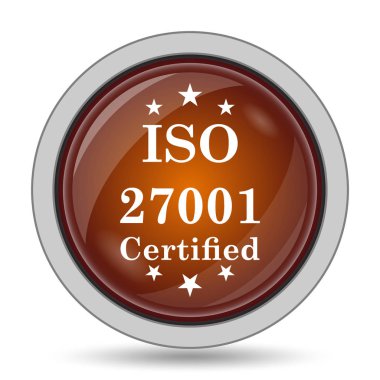 ISO 27001 turuncu kutsal kişilerin resmi web sitesi düğme beyaz arka plan üzerinde