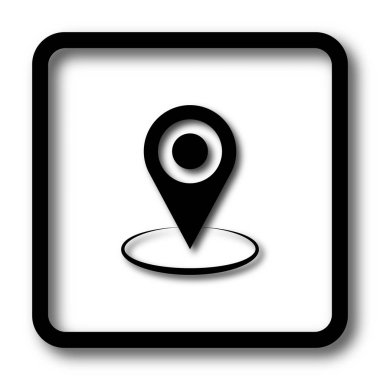 PIN konumu simgesi, siyah Web sitesi düğmesi beyaz arka plan üzerinde