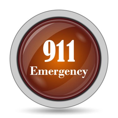 911 acil durum simgesi, beyaz arka planda turuncu web sitesi düğmesini