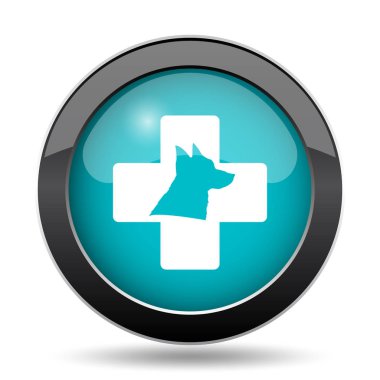 Veteriner simgesi. Beyaz arka plan üzerinde hayvan hastalıklarıyla ilgili web sitesi düğmesini