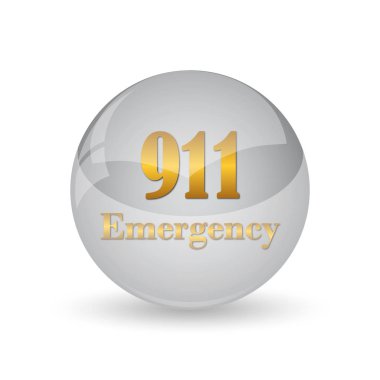 911 acil durum simgesi. Beyaz arka plan üzerinde Internet düğmesi.
