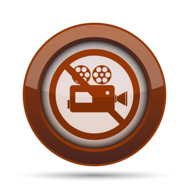 Yasak video kamera simgesi. Beyaz arka plan üzerinde Internet düğmesi.