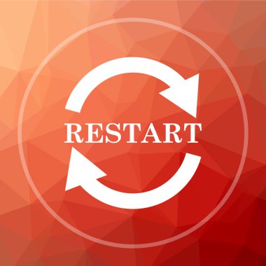 Simgesini yeniden başlatın. Web sitesi düğmesini kırmızı düşük poli arka plan üzerinde yeniden başlatın