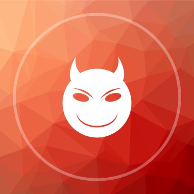 Kötü simgesi. Kötü web sitesi düğmesini kırmızı düşük poli arka plan üzerinde