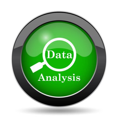 Veri Analizi yeşil kutsal kişilerin resmi web sitesi düğme beyaz arka plan üzerinde