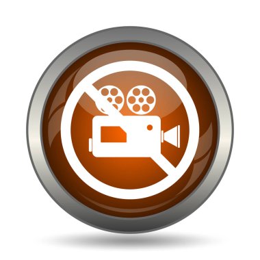 Yasak video kamera simgesi. Beyaz arka plan üzerinde Internet düğmesi.
