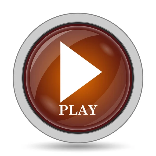 Play icon, orange website button on white background