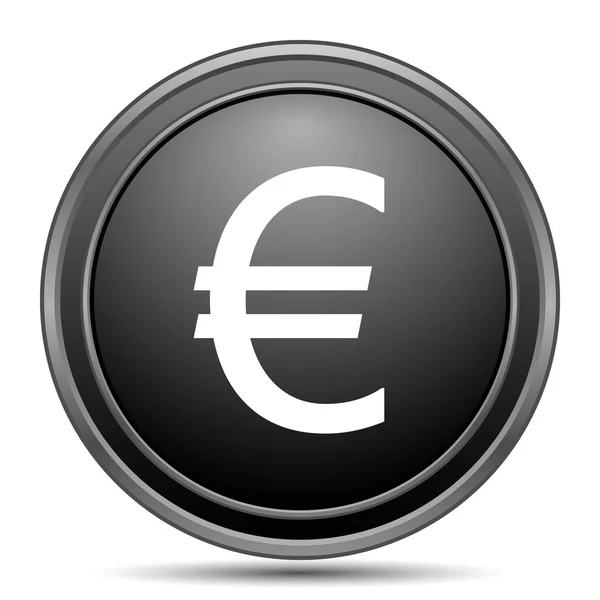 Euro Ikon Fekete Honlap Gomb Fehér Háttér — Stock Fotó