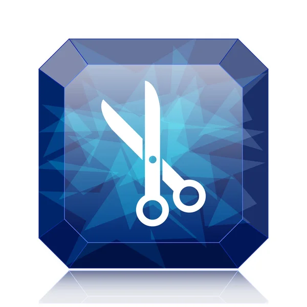 Icono Corte Botón Azul Del Sitio Web Sobre Fondo Blanco — Foto de Stock
