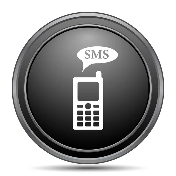 Icona Sms Pulsante Del Sito Web Nero Sfondo Bianco — Foto Stock