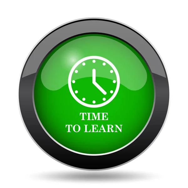 Tiempo Para Aprender Icono Botón Verde Sitio Web Sobre Fondo — Foto de Stock