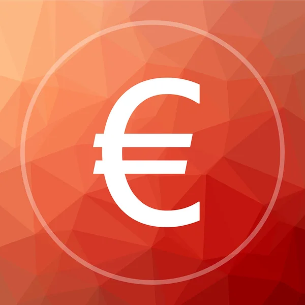 Euro Symbol Euro Website Taste Auf Rotem Low Poly Hintergrund — Stockfoto