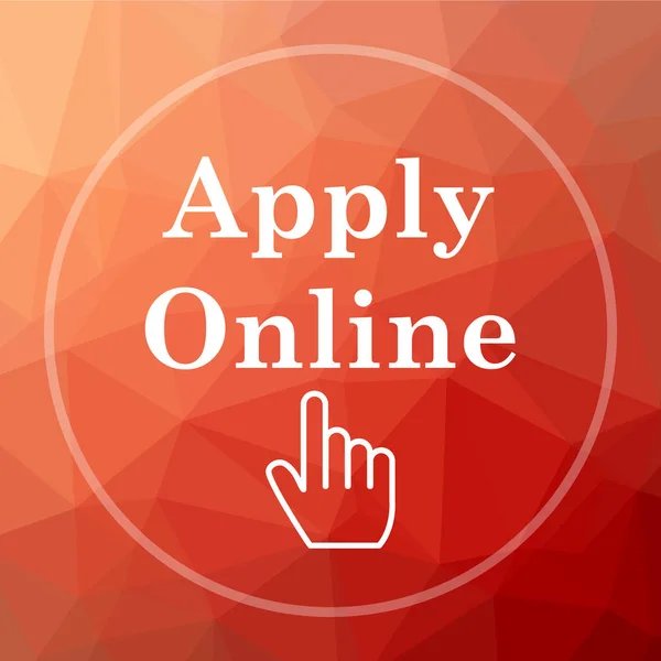 Apply online icon. Apply online website button on red low poly background