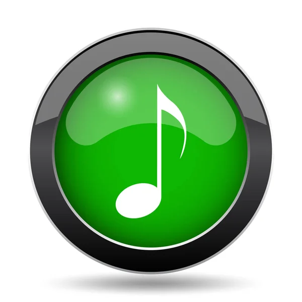 音乐笔记图标 绿色网站按钮白色背景 — 图库照片