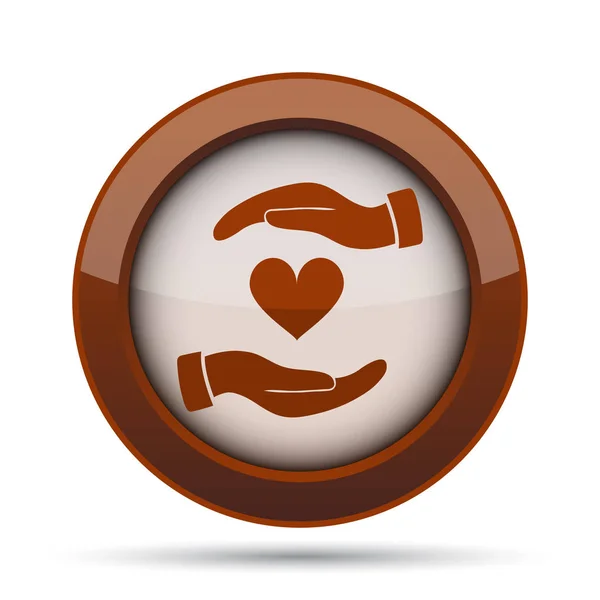 Hands Holding Heart Icon Internet Button White Background — Stock Photo, Image