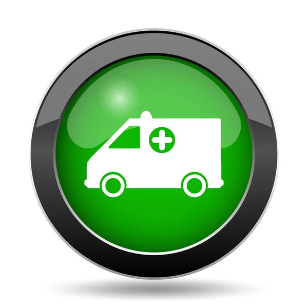 救急車白い背景のウェブサイトのボタンを緑のアイコン — ストック写真